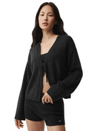Wool Cashmere New Class Tie Cardigan - Black - Unmatched Kicks - ALO