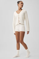 Wool Cashmere New Class Tie Cardigan - Ivory - Unmatched Kicks - ALO