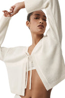 Wool Cashmere New Class Tie Cardigan - Ivory - Unmatched Kicks - ALO