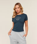 Worn Crest Graphic Baby Tee GS Stealth Blue - Unmatched Kicks - GYMSHARK